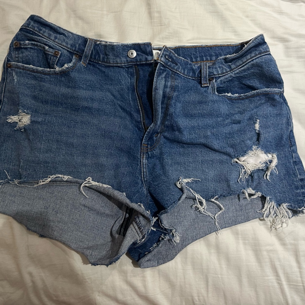 Abercrombie & Fitch Blue Jean Shorts with Frayed Hem